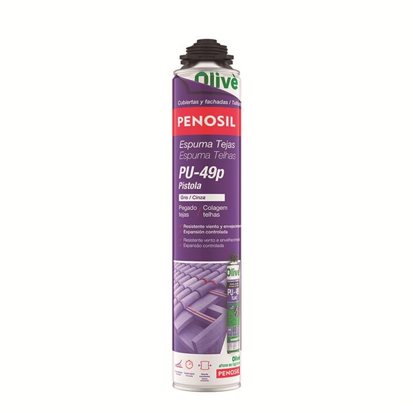 Espuma pistola tejas PU-49. Gris 750 ml.
