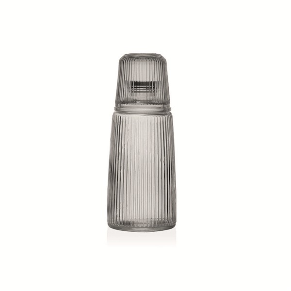 Botella con vaso cristal