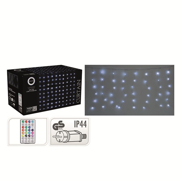 Cortina 400 leds. Luz blanca. 2x2 m.