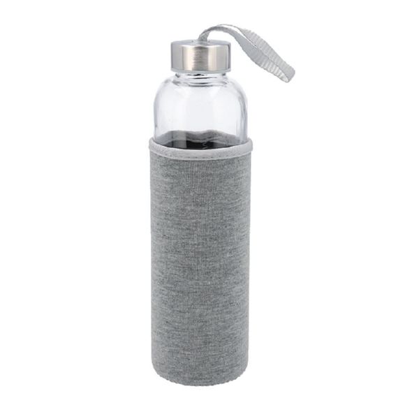 BOTELLA VIDRIO C/FUNDA GRIS 0,6LT QD