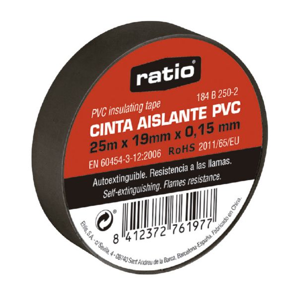 CINTA AISLANTE 19X25M NEGRA   0,15MM
