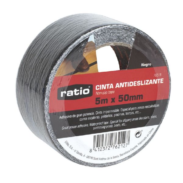 CINTA ANTIDESLIZ.50MMX5M NEGRO RATIO