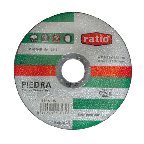 DISCO CORTE FINO PIEDRA 115X1,6MM.RATIO