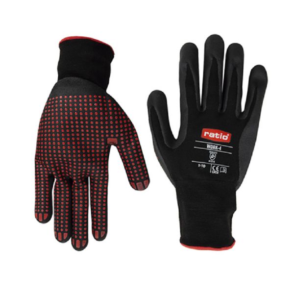 GUANTE NYLON RECUB.NITRILO C/PUNTOS T/8