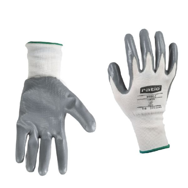 GUANTE POLIET C/RECUB NITRILO GRIS T/10