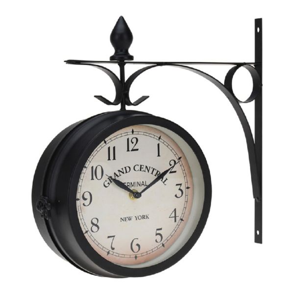 RELOJ ESTACION METAL 33CM. NEGRO
